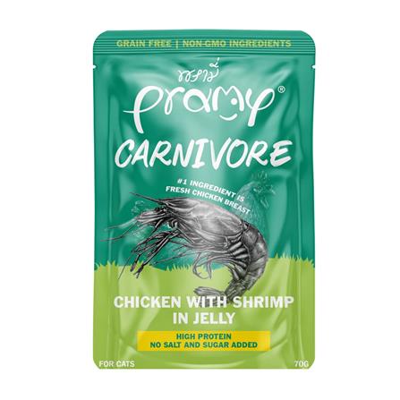 อาหารเปียกแมว PRAMY CANIVORE CHICKEN AND SHRIMP IN JELLY 70 ก._0