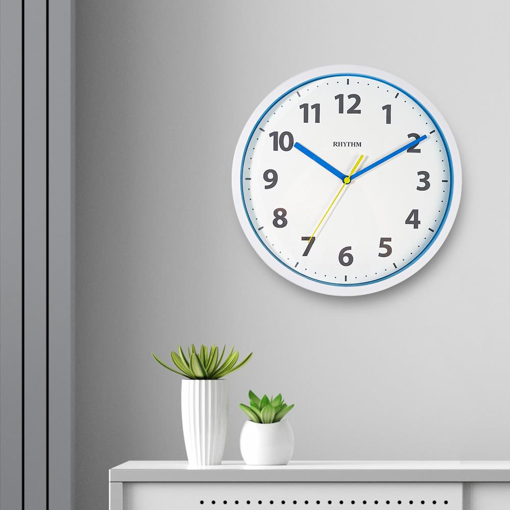 นาฬิกาแขวน RHYTHM CMG600NR03 10.5 นิ้ว สีขาว-ฟ้า