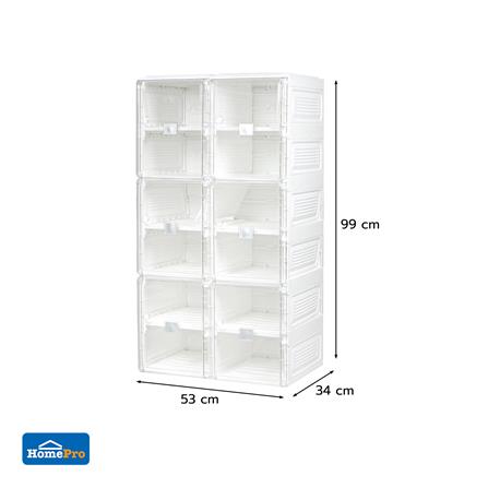 กล่องรองเท้า 12 ช่อง STACKO CLAIRE 53x34x99 ซม. สีขาว/ใส_10