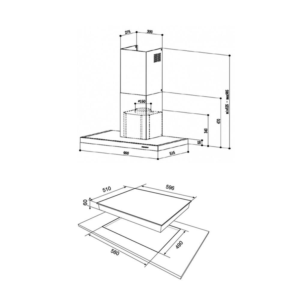 เตาฝัง+เครื่องดูดควัน MEX HVC264+K633X90