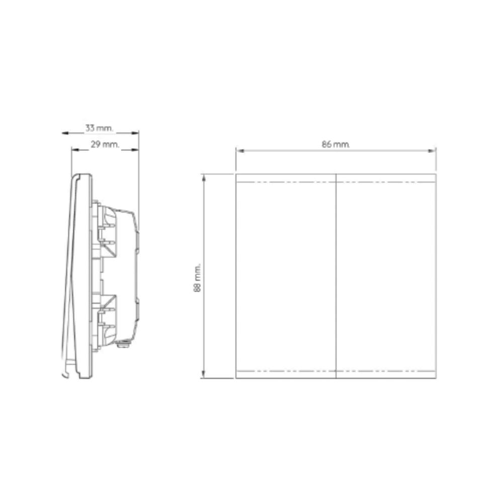 ชุดสวิตซ์ 2 ทาง 2 ช่อง SAHN D022-WHM สีขาวด้าน