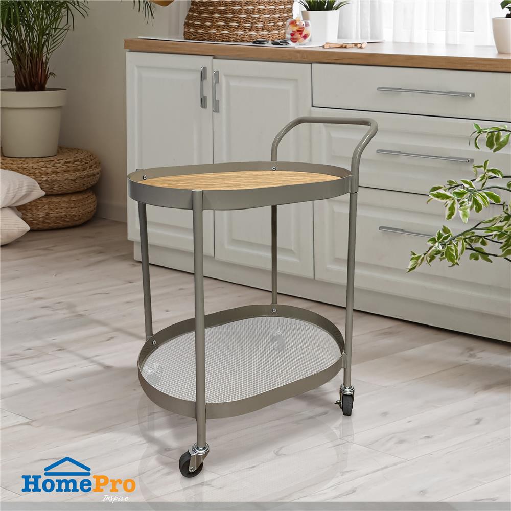 ชั้นวาง 2 ชั้น มีล้อ STACKO LUXE 39x58.5x73.5 ซม. สีเทา