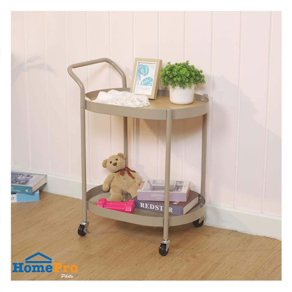 ชั้นวาง 2 ชั้น มีล้อ STACKO LUXE 39x58.5x73.5 ซม. สีเทา