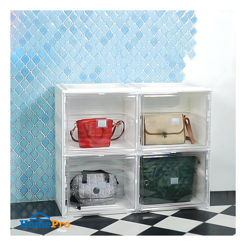 กล่องจัดเก็บกระเป๋า 4 ช่อง STACKO CLAIRE 85x34x70 ซม. สีขาว