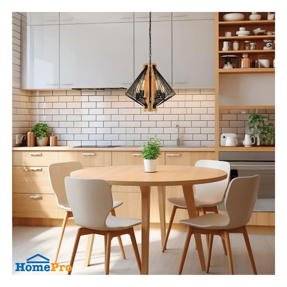 ไฟช่อ L&E 01-03097 สีดำ/น้ำตาล 1 หัว