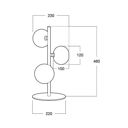 ไฟตั้งโต๊ะ L&E 01-03086 สีใส/ดำ 3 หัว_3