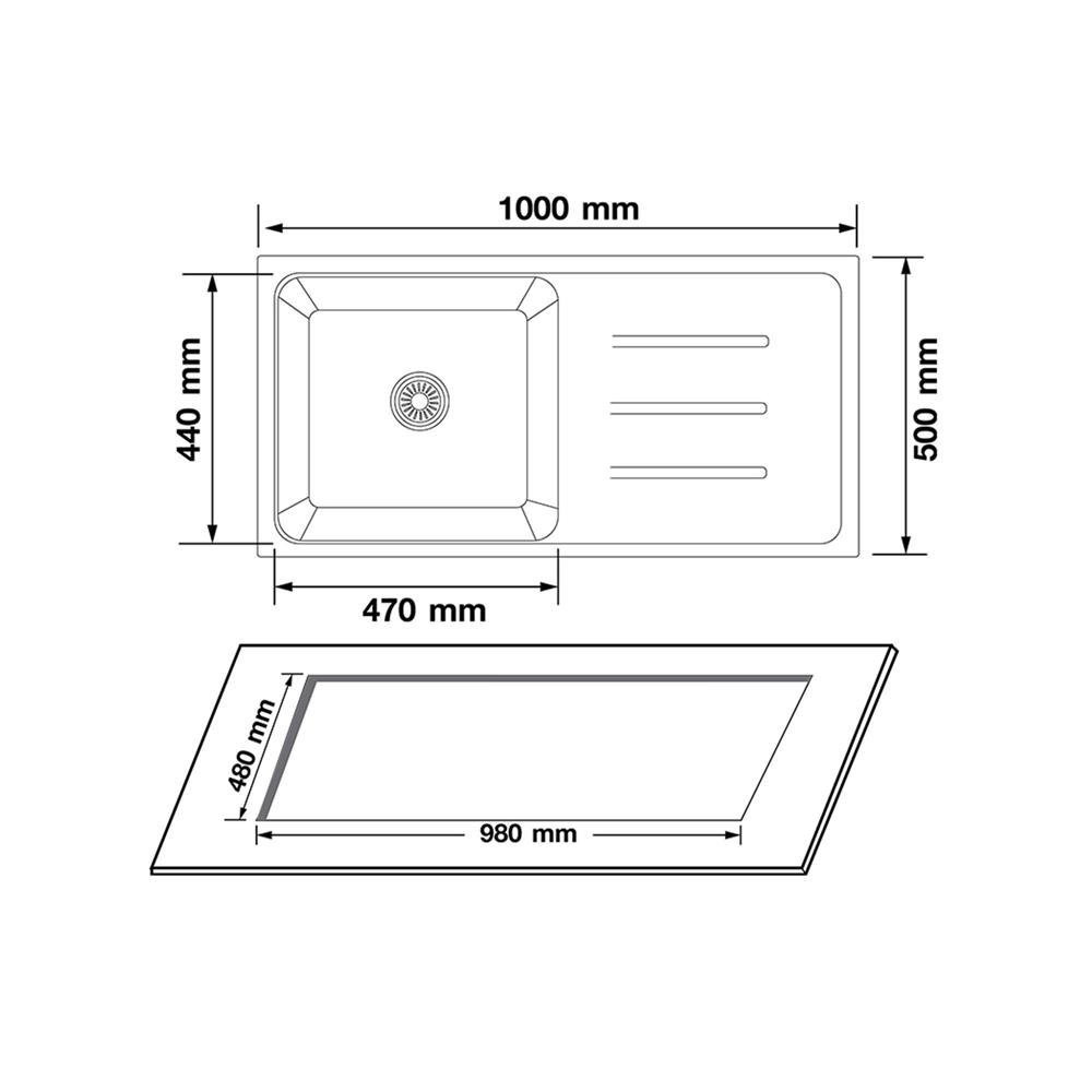 ซิงค์ฝัง 1 หลุม 1 ที่พัก AXIA METALLICA 100 สีดำ