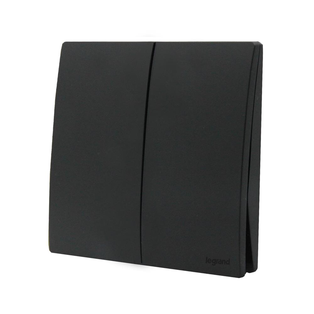 ชุดสวิตช์ 1 ทาง 2 ช่อง BTICINO MALLIA SENSES S281002MB สีดำ