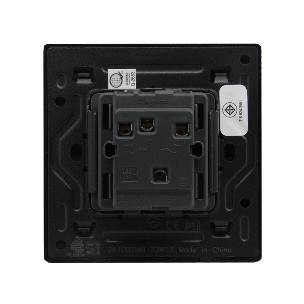 ชุดสวิตช์ 1 ทาง 2 ช่อง BTICINO MALLIA SENSES S281002MB สีดำ