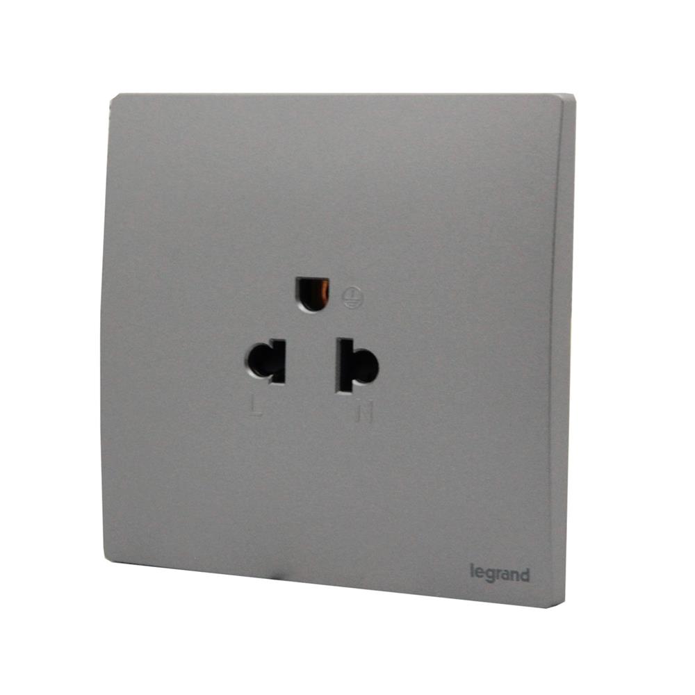 ชุดเต้ารับเดี่ยว 3 ขา มีม่านนิรภัย BTICINO MALLIA SENSES S281103DS สีเทา