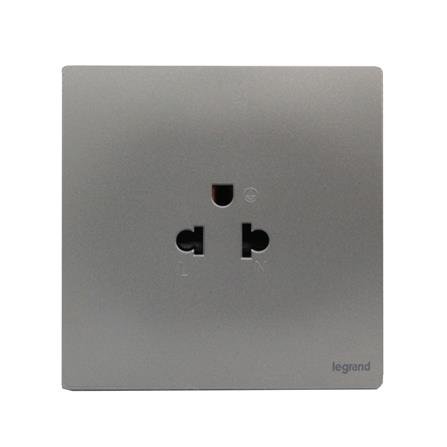 ชุดเต้ารับเดี่ยว 3 ขา มีม่านนิรภัย BTICINO MALLIA SENSES S281103DS สีเทา