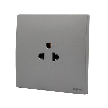 ชุดเต้ารับเดี่ยว 3 ขา มีม่านนิรภัย BTICINO MALLIA SENSES S281103DS สีเทา_1