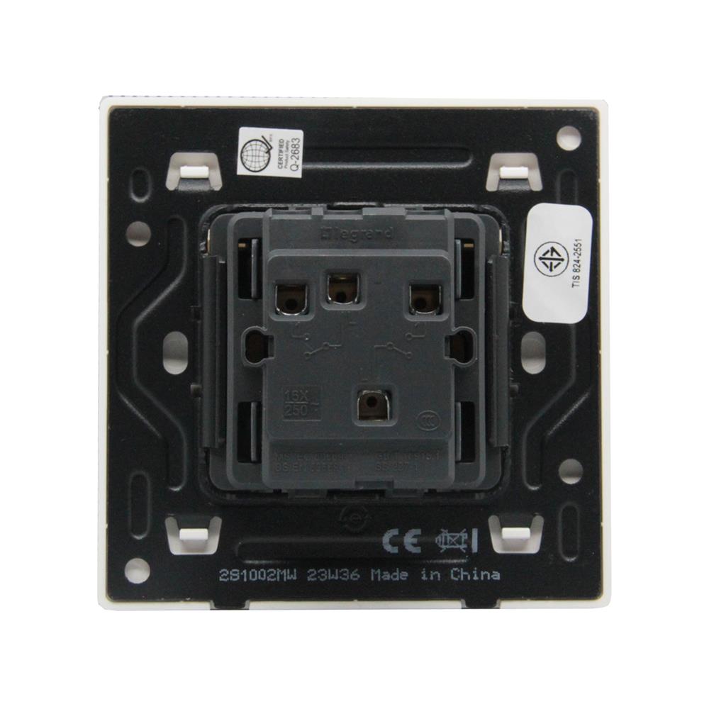 ชุดสวิตช์ 1 ทาง 2 ช่อง BTICINO MALLIA SENSES S281002MW สีขาว