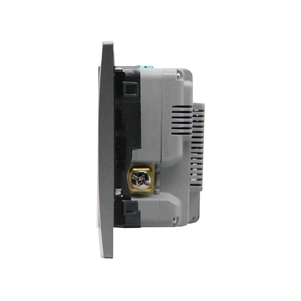 ชุดเต้ารับคู่ 3 ขา พร้อม USB A 1 ช่อง TYPE C 1 ช่อง BTICINO MALLIA SENSES S281204DS สีเทา