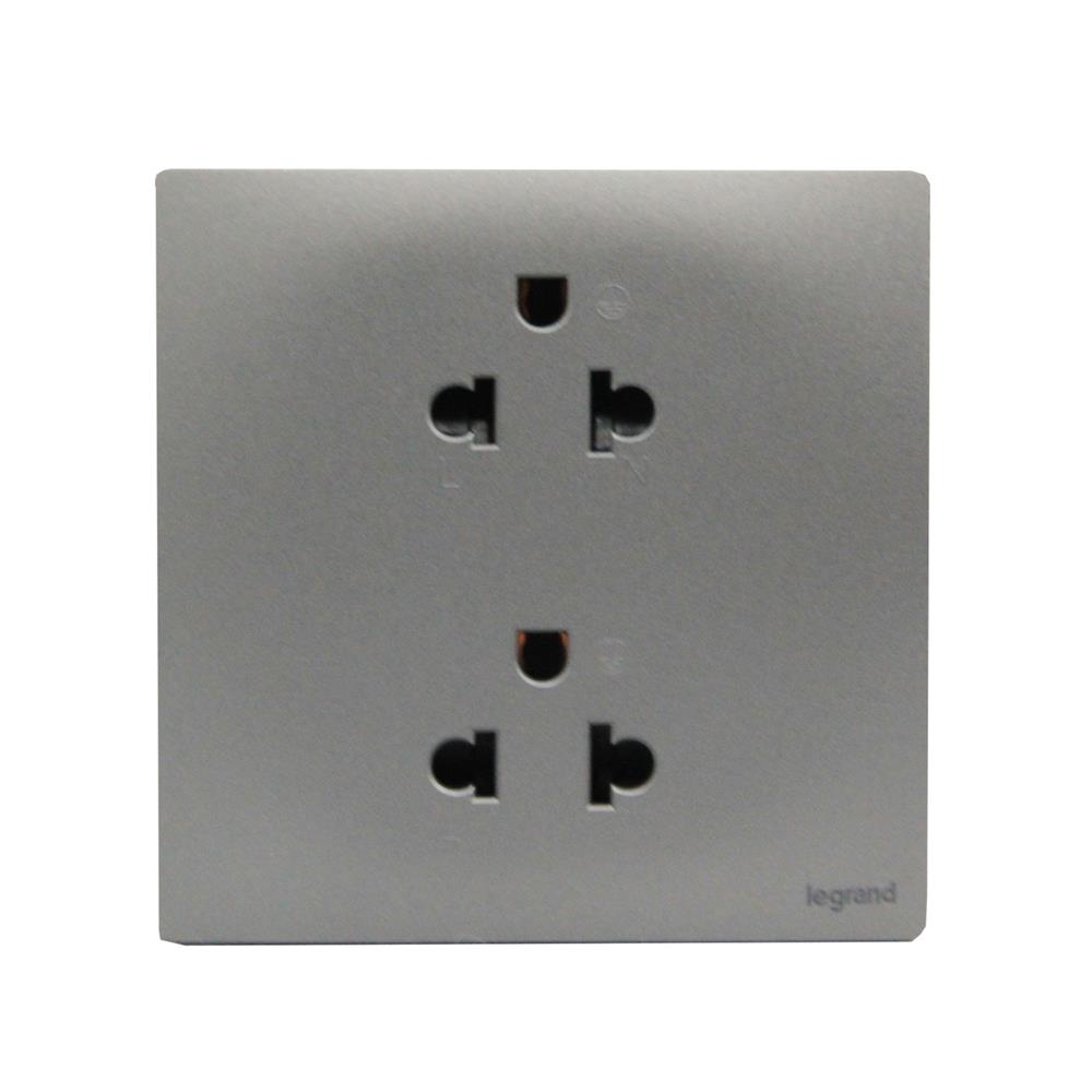 เต้ารับคู่ 3 ขา BTICINO MALLIA SENSES S281104DS สีเทา