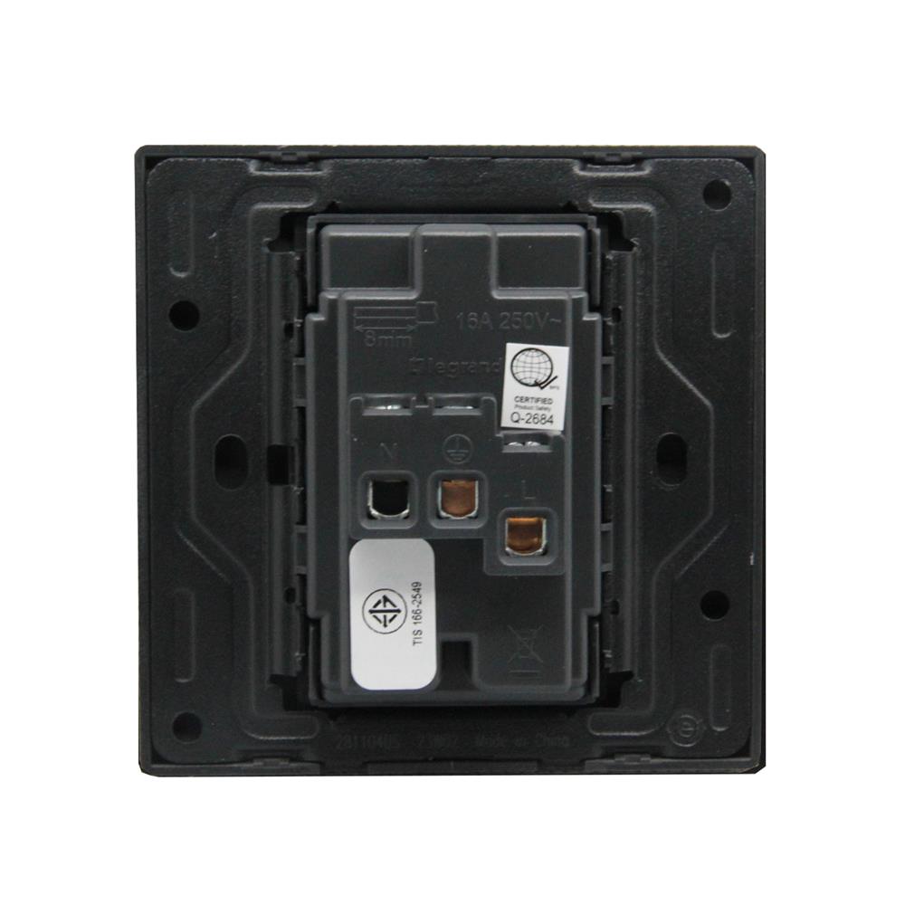 เต้ารับคู่ 3 ขา BTICINO MALLIA SENSES S281104DS สีเทา