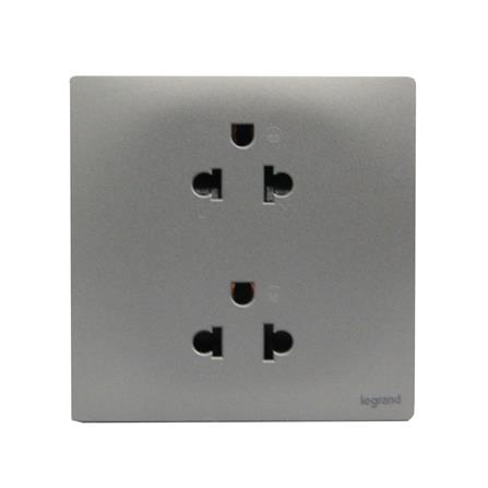 เต้ารับคู่ 3 ขา BTICINO MALLIA SENSES S281104DS สีเทา