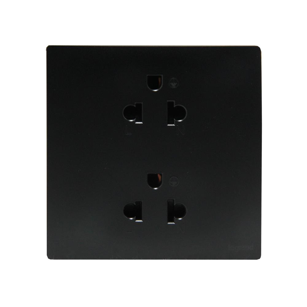 เต้ารับคู่ 3 ขา BTICINO MALLIA SENSES S281104MB สีดำ