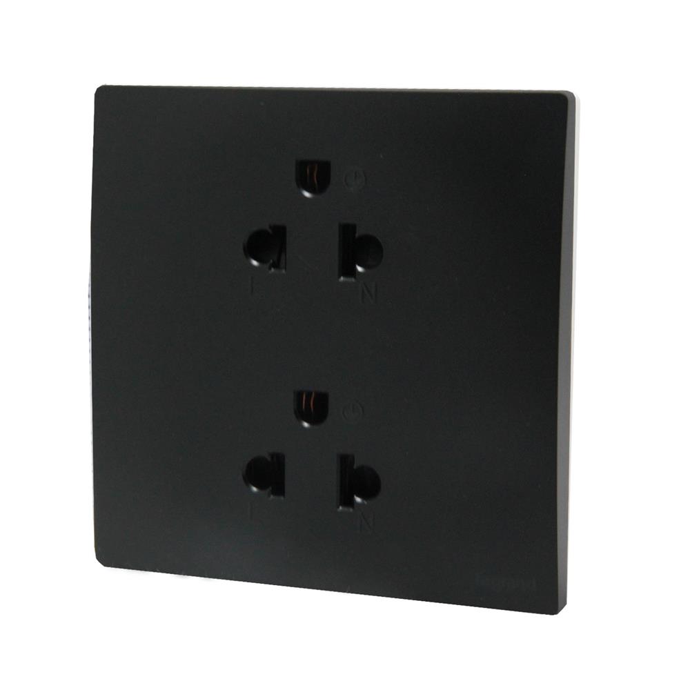 เต้ารับคู่ 3 ขา BTICINO MALLIA SENSES S281104MB สีดำ