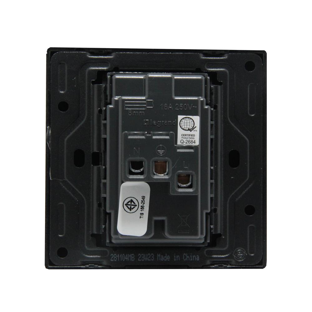 เต้ารับคู่ 3 ขา BTICINO MALLIA SENSES S281104MB สีดำ