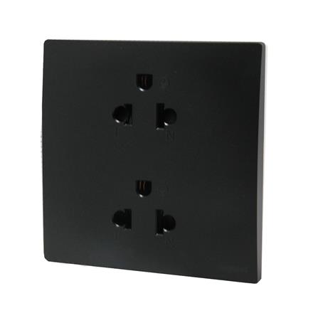 เต้ารับคู่ 3 ขา BTICINO MALLIA SENSES S281104MB สีดำ_1