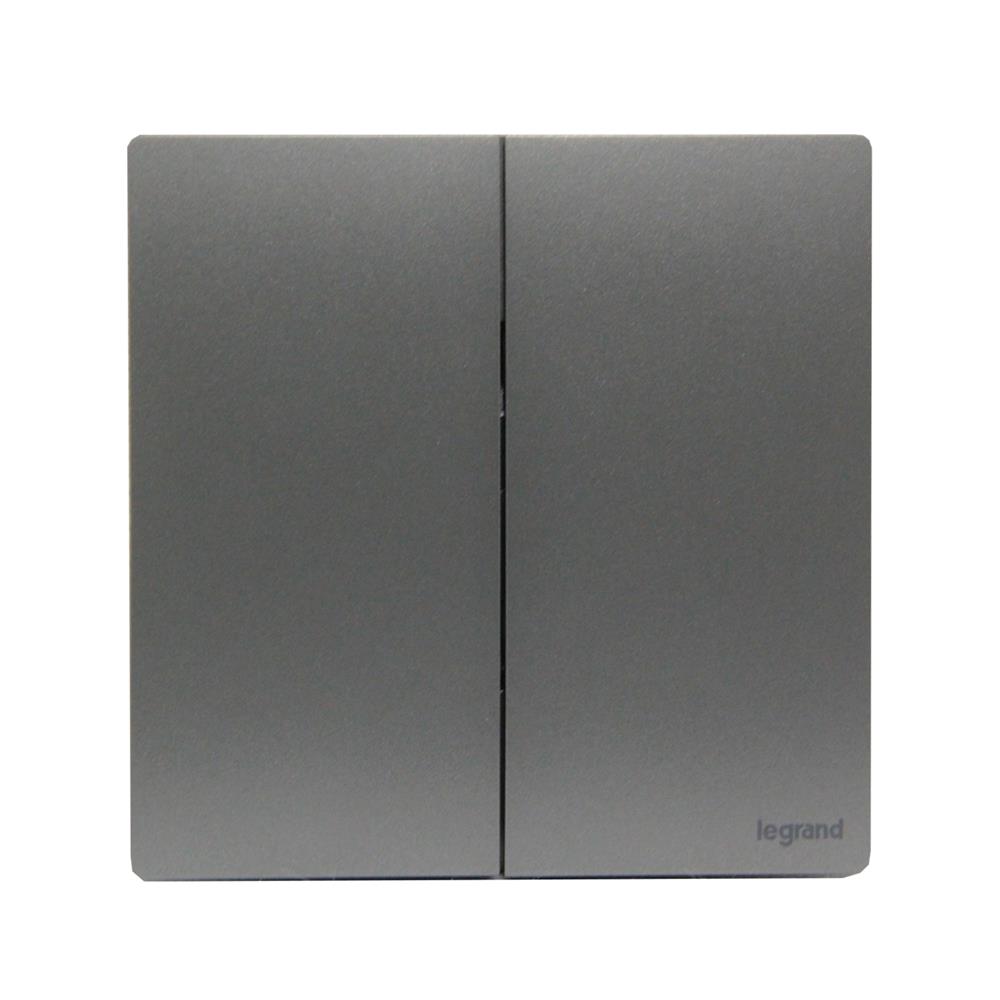 ชุดสวิตช์ 1 ทาง 2 ช่อง BTICINO MALLIA SENSES S281002DS สีเทา