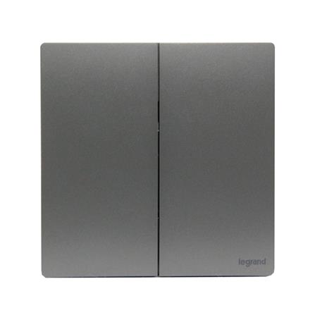 ชุดสวิตช์ 1 ทาง 2 ช่อง BTICINO MALLIA SENSES S281002DS สีเทา