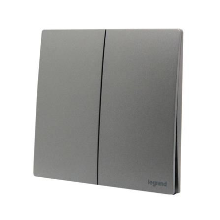 ชุดสวิตช์ 1 ทาง 2 ช่อง BTICINO MALLIA SENSES S281002DS สีเทา_1