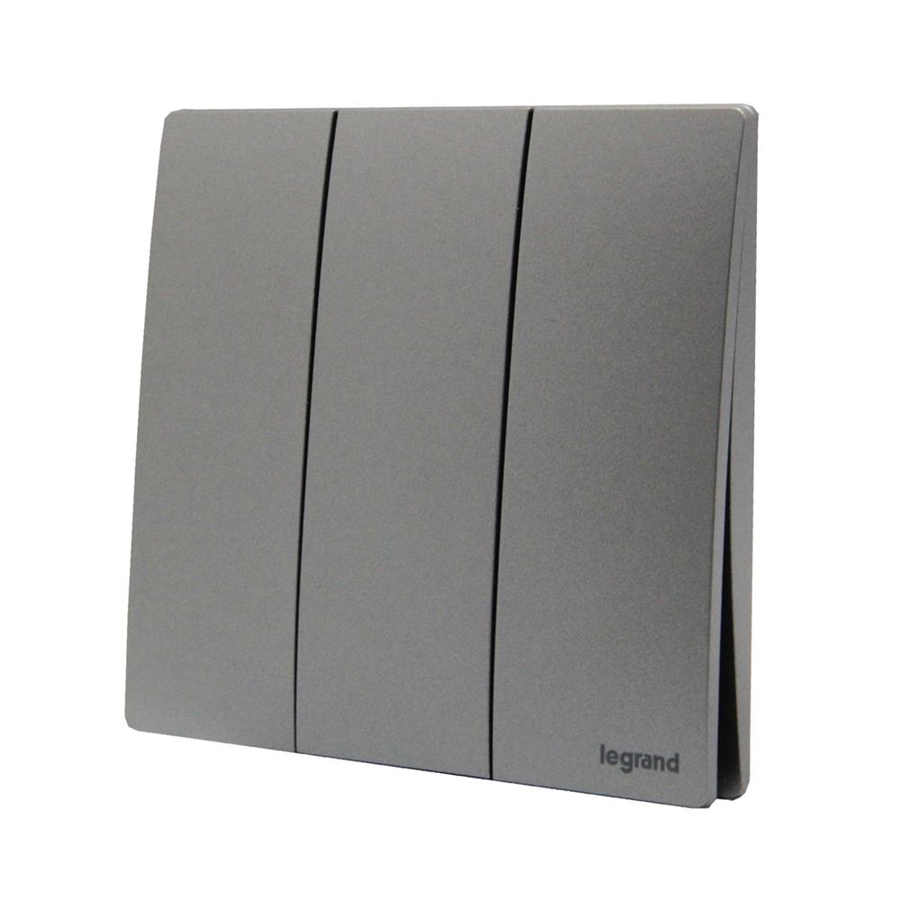 ชุดสวิตช์ 1 ทาง 3 ช่อง BTICINO MALLIA SENSES S281004DS สีเทา