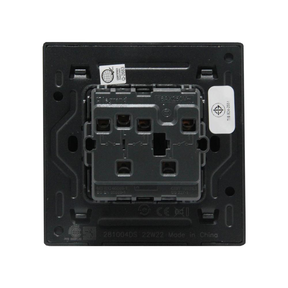 ชุดสวิตช์ 1 ทาง 3 ช่อง BTICINO MALLIA SENSES S281004DS สีเทา