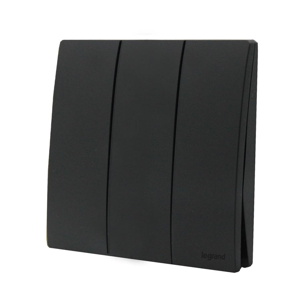 ชุดสวิตช์ 1 ทาง 3 ช่อง BTICINO MALLIA SENSES S281004MB สีดำ