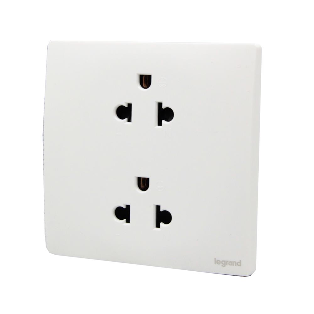 เต้ารับคู่ 3 ขา BTICINO MALLIA SENSES S281104MW สีขาว