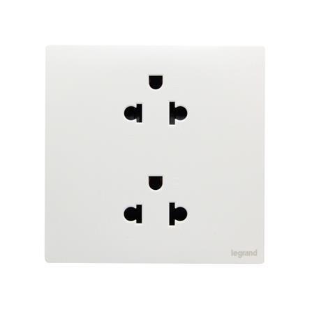 เต้ารับคู่ 3 ขา BTICINO MALLIA SENSES S281104MW สีขาว