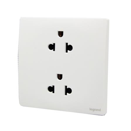 เต้ารับคู่ 3 ขา BTICINO MALLIA SENSES S281104MW สีขาว_1