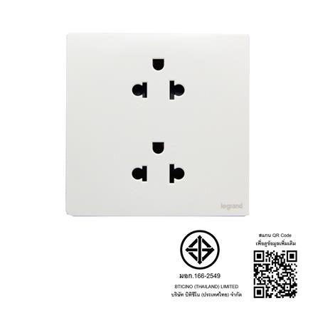 เต้ารับคู่ 3 ขา BTICINO MALLIA SENSES S281104MW สีขาว_4