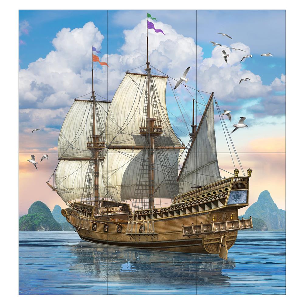 กระเบื้องผนังภาพชุด 10x16 นิ้ว ARTE สำเภารุ่งเรือง