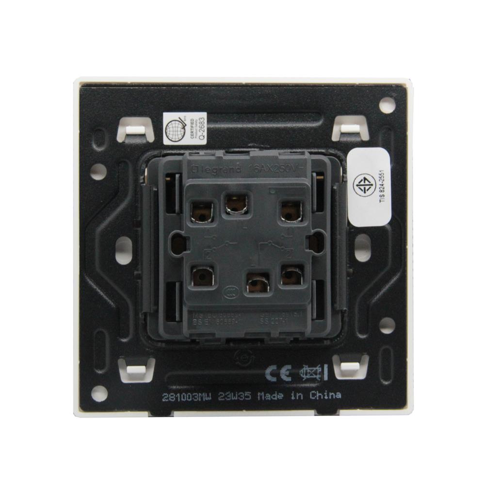 ชุดสวิตช์ 2 ทาง 1 ช่อง BTICINO MALLIA SENSES S281003MW สีขาว