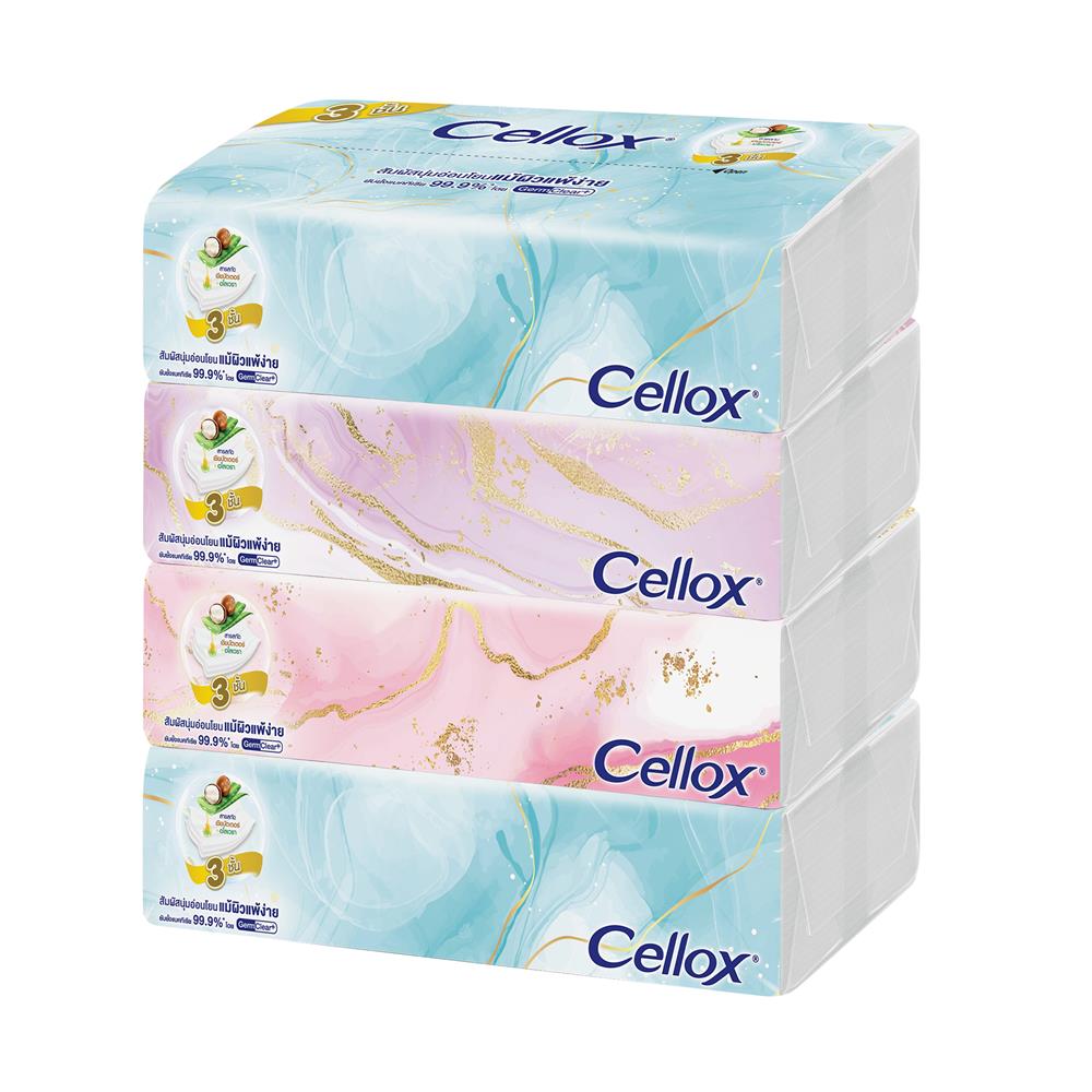 กระดาษเช็ดหน้า CELLOX SOFT PACK หนา 3 ชั้น 70 แผ่น แพ็ก 4