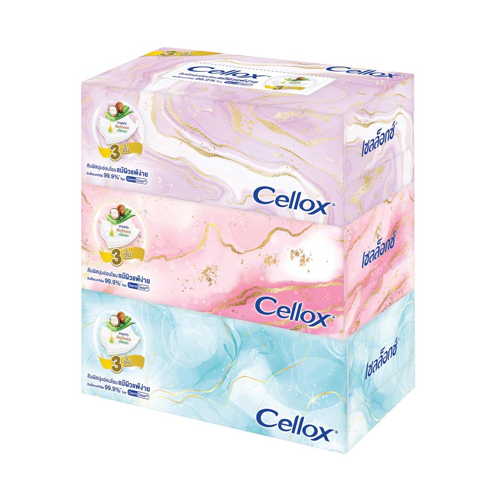 กระดาษเช็ดหน้า CELLOX SOFT PACK หนา 3 ชั้น 70 แผ่น แพ็ก 3
