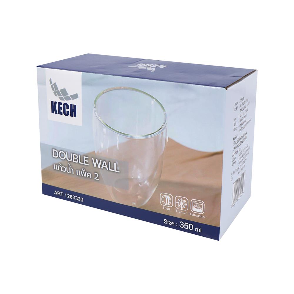แก้วน้ำ 350 มล. KECH DOUBLE WALL C (แพ็ก 2 ใบ)