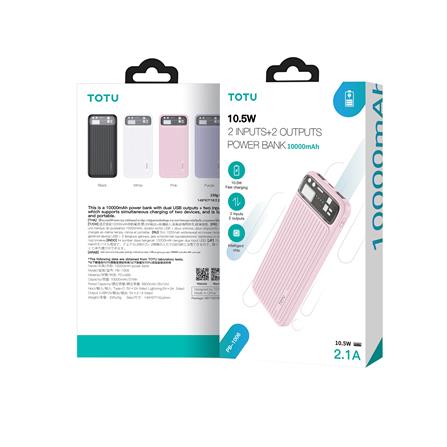 แบตเตอรี่สำรอง TOTU PB-1006 10000MAH สีชมพู_1