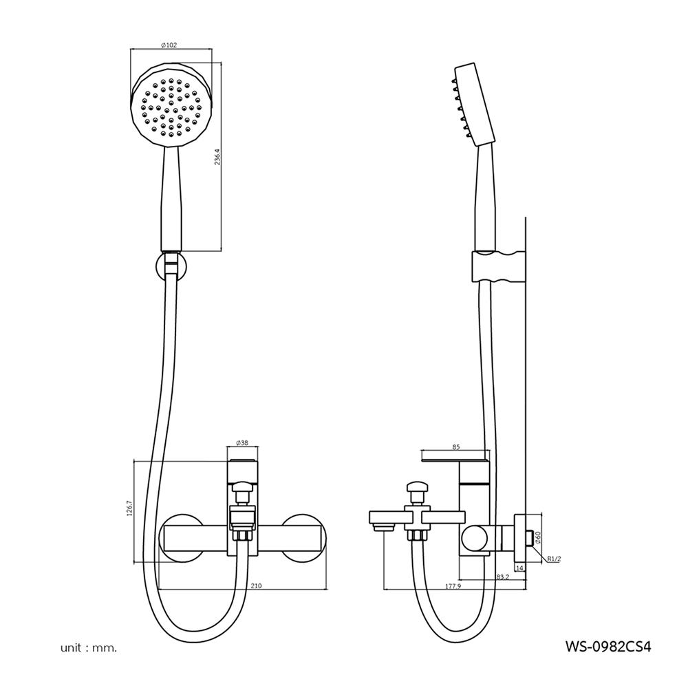ก๊อกผสมอ่างอาบ WS WS-0982CS4