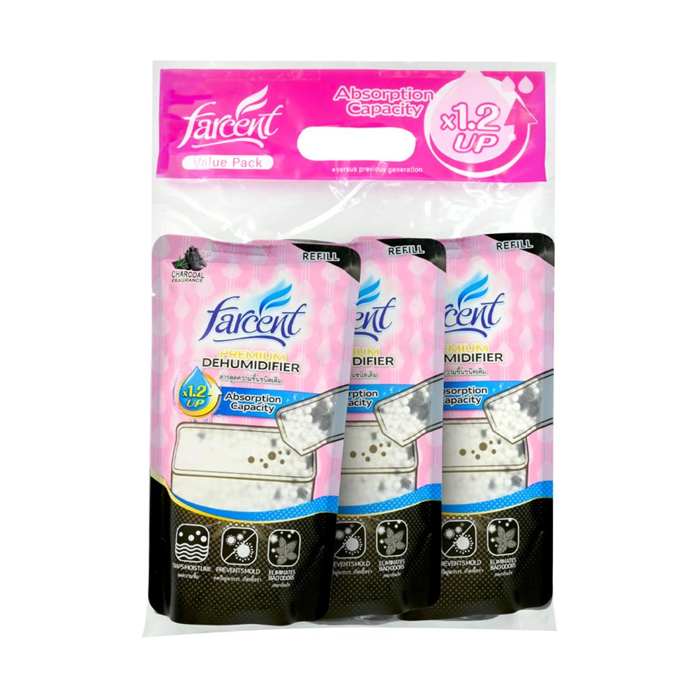 รีฟิลสารดูดความชื้น FARCENT CHARCOAL 350 กรัม แพ็ก 3 ชิ้น
