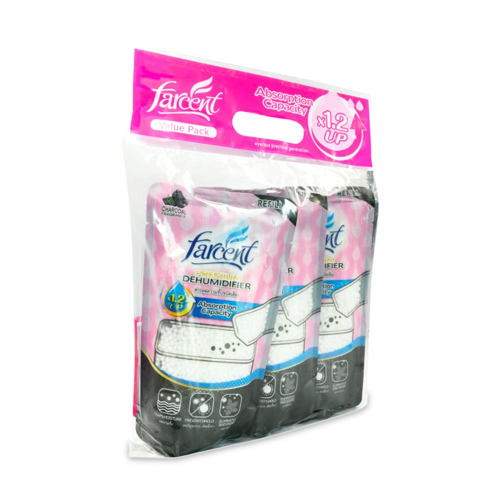 รีฟิลสารดูดความชื้น FARCENT CHARCOAL 350 กรัม แพ็ก 3 ชิ้น
