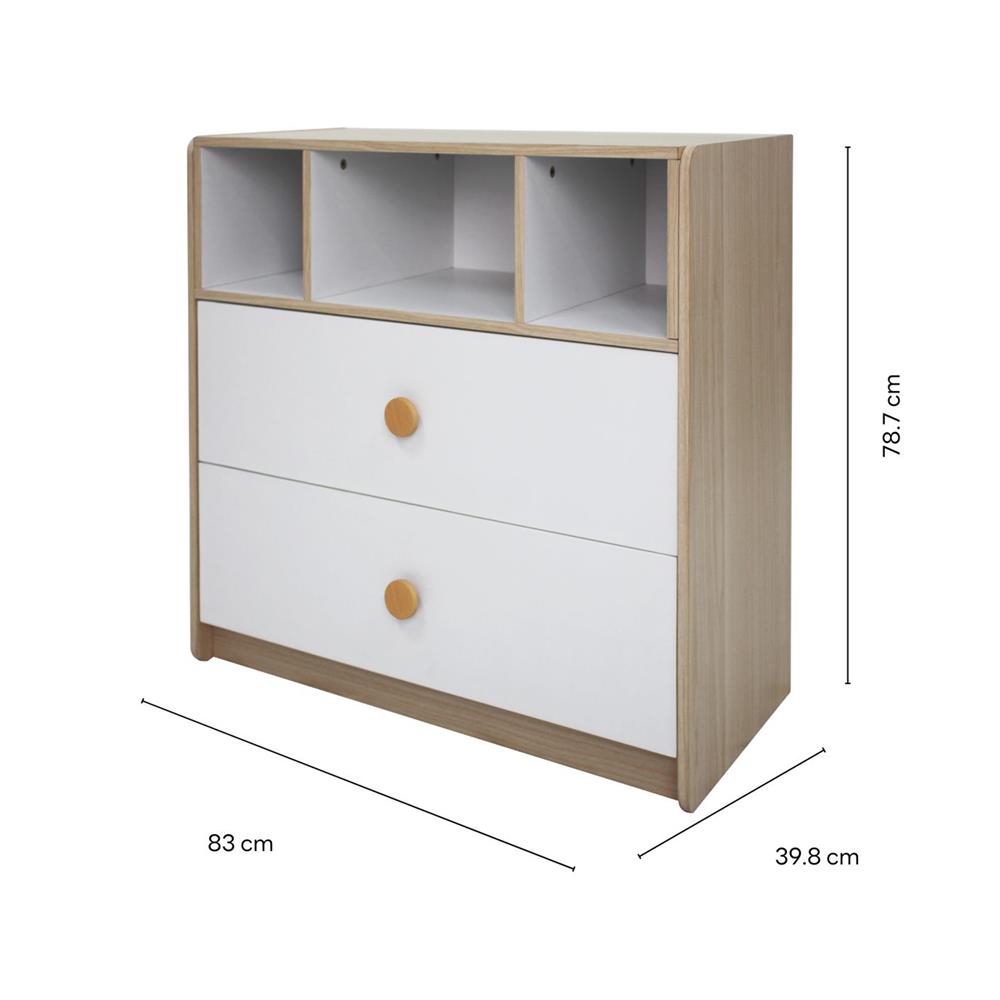 ตู้ลิ้นชักเด็ก 2 ลิ้นชัก OYAKOO AUSTIN สีขาว/โอ๊ค