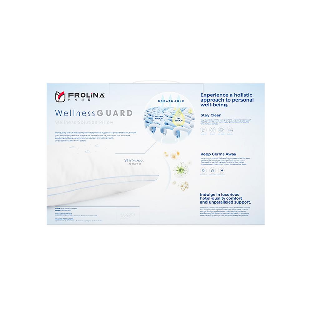 หมอนหนุน ไมโครไฟเบอร์ FROLINA WELLNESS GUARD MEDIUM 19x29 นิ้ว สีขาว