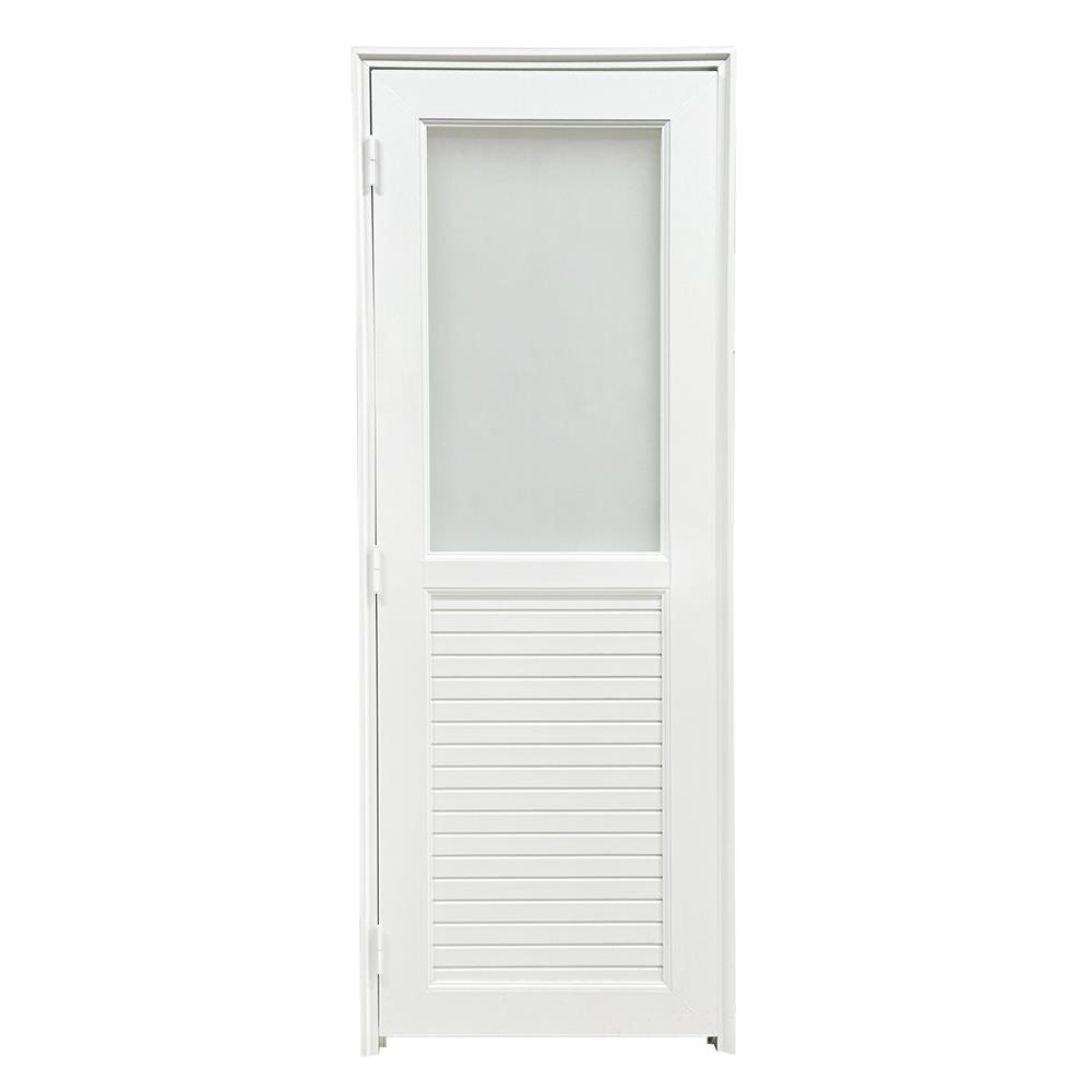 ชุดประตูห้องน้ำ UPVC พร้อมวงกบและบานพับ AZLE 1 ลายเรียบ 70X200 ซม. สีขาว ไม่เจาะลูกบิด