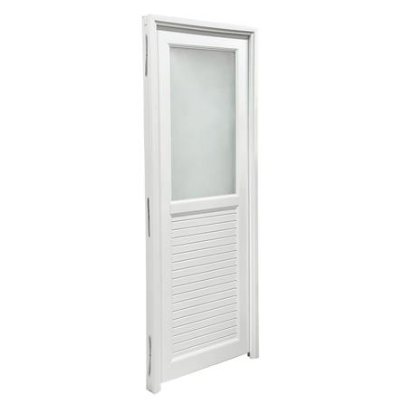 ชุดประตูห้องน้ำ UPVC พร้อมวงกบและบานพับ AZLE 1 ลายเรียบ 70X200 ซม. สีขาว ไม่เจาะลูกบิด_1