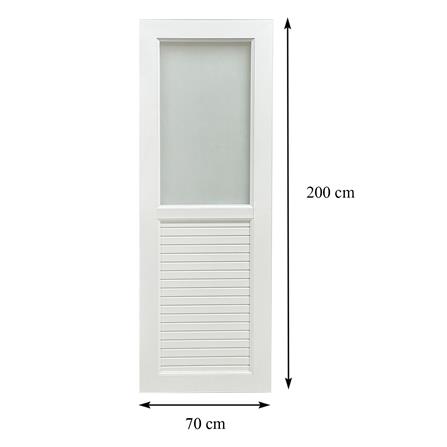 ชุดประตูห้องน้ำ UPVC พร้อมวงกบและบานพับ AZLE 1 ลายเรียบ 70X200 ซม. สีขาว ไม่เจาะลูกบิด_8