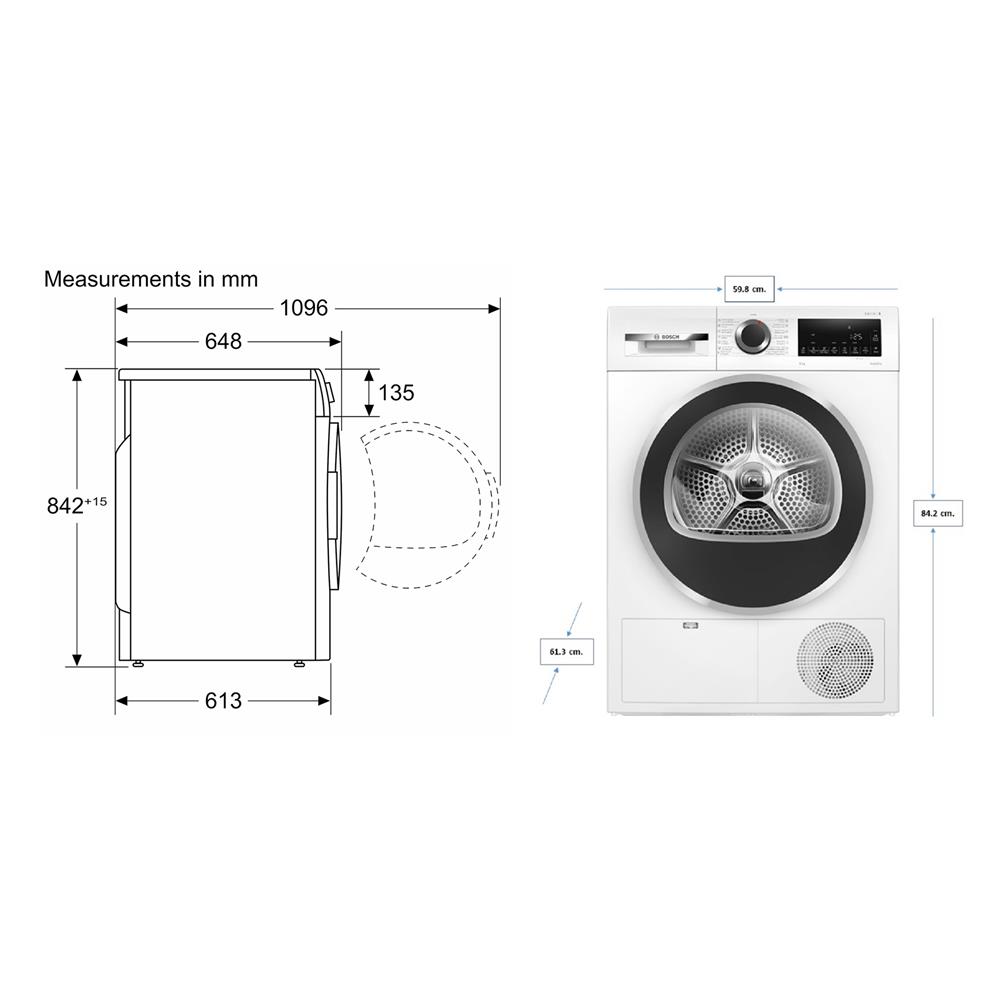 เครื่องอบผ้าฝาหน้า BOSCH WPG24100TH 9 กก.